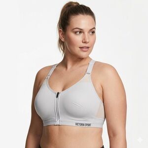 Victoria Secret Sport Woman’s White Front-Zip Padded Racer Back Sports Bra — 36D